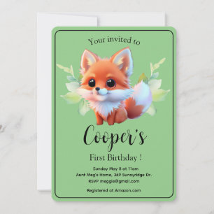 Invitation Cute renard dessin bois animaux forêt amis de la f