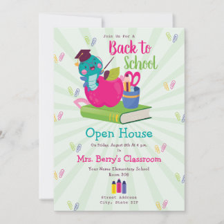 Invitation Cute Retour à l'école Maison ouverte Retour à l'éc