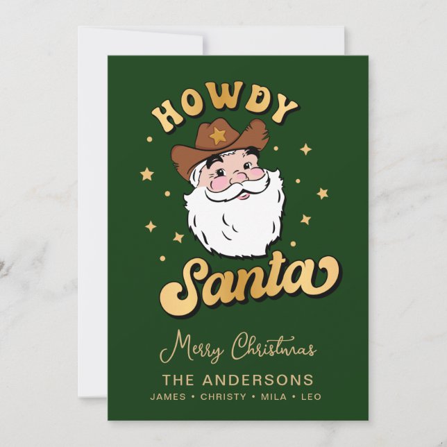Invitation Cute Retro Howdy Père Noël Cowboy Texas Christmas  (Devant)