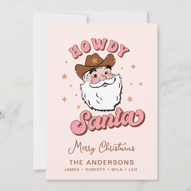 Invitation Cute Retro Howdy Père Noël Cowboy Texas Noël (Devant)