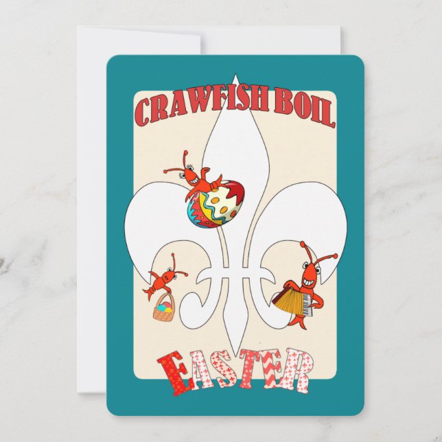 Invitation Cute Retro Sent Easter Crawfish Boire (Devant)