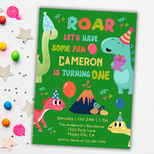 Invitation Cute Roar Dinosaur Amusez 1ère fête d'anniversaire