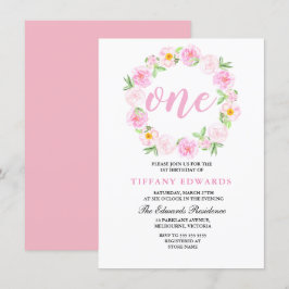 Invitation Cute Rose Floral Wreath 1er anniversaire Invitatio