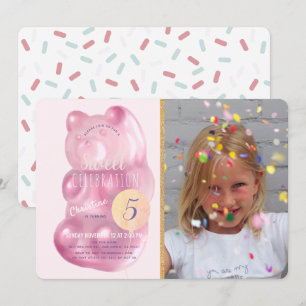 Invitation Cute rose Gummy Ours Sweet Candy Photo Anniversair