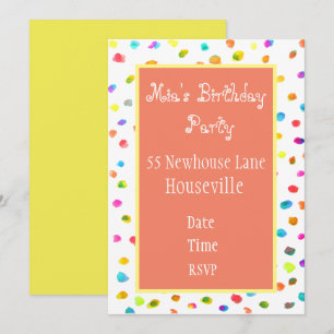 Invitation Cute rose poka dot art girl Party