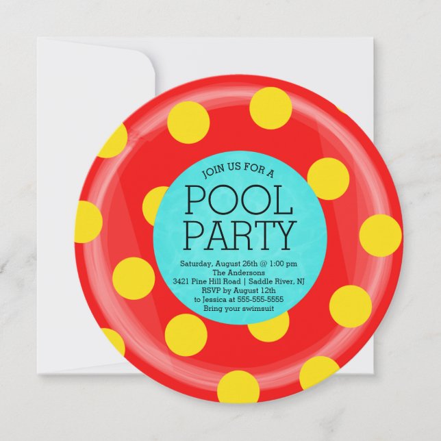 Invitation Cute rouge Tube intérieur Floatie Summer Pool Part (Devant)