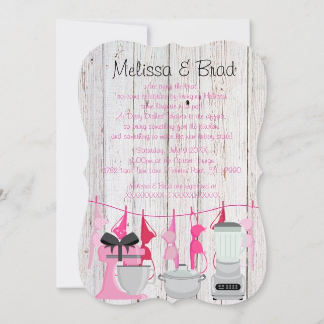 Invitation Cute Rustic Kitchen Lingerie Fête de l'mariée Invi (Devant)