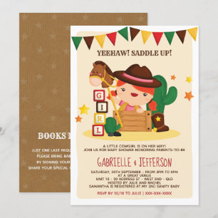 Invitation Cute Rustic Petite Cowgirl Baby shower thème