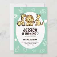 Cute Safari Animal Cartoon Zoo Anniversaire de enf