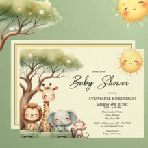 Cute safari animals gender neutral baby shower 
