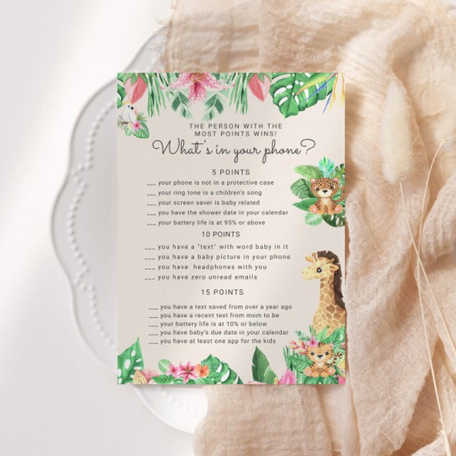 Invitation Cute Safari Animaux Baby shower Téléphone Game Car (Créateur téléchargé)