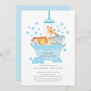 Invitation Cute Safari Animaux Douches Garçons Bébé Invitatio