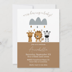 Invitation Cute Safari Boho Bébé Animaux