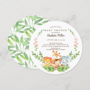 Invitation Cute Safari Jungle Animaux Garçons Baby shower