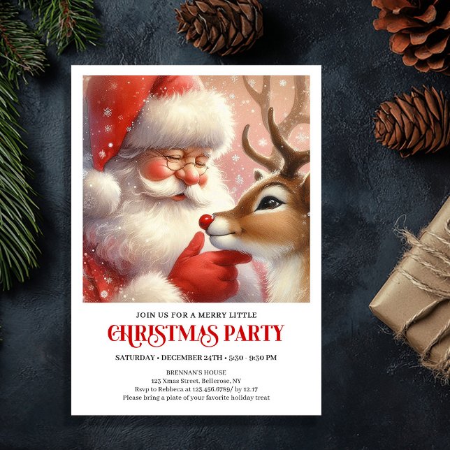 Invitation Cute Santa Claus Rudolph Cozy Christmas Eve Party  (Cute Santa Claus Rudolph Cozy Christmas Eve Party Invitation

)