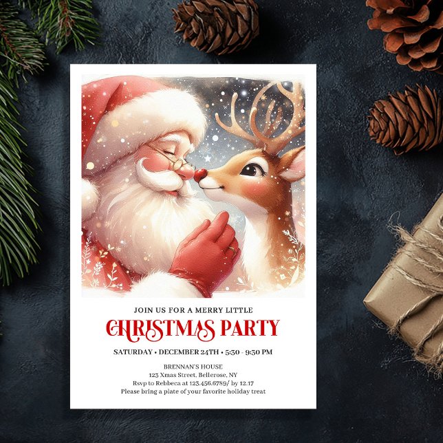 Invitation Cute Santa Claus Rudolph Holiday Spirit Cozy Party (Cute Santa Claus Rudolph Holiday Spirit Cozy Party Invitation

)