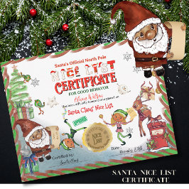 Invitation Cute Santa Elves Official Nice List Certificate 