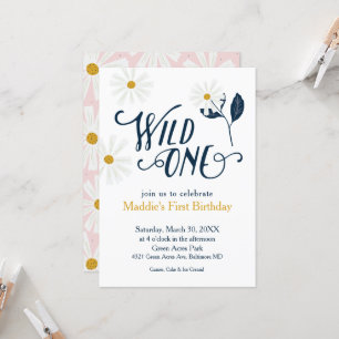Invitation Cute Scandi Daisy Wild Un premier anniversaire