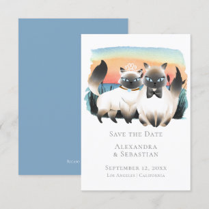 Invitation Cute Siamese Chat Couple Enregistrer Le Mariage Da