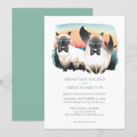 Cute Siamese Chat Gay Couple Mariage Personnalisé