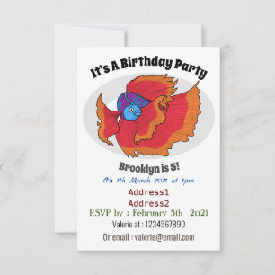 Invitation Cute Siamese combat poisson betta dessin