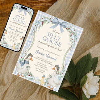 Invitation Cute Silly Goose Waddle Into Winter Baby Shower