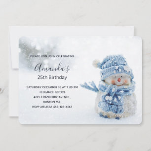 Invitation Cute Snowman en hiver Photo Anniversaire