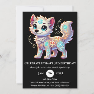 Invitation Cute Snowy Pup Anniversaire