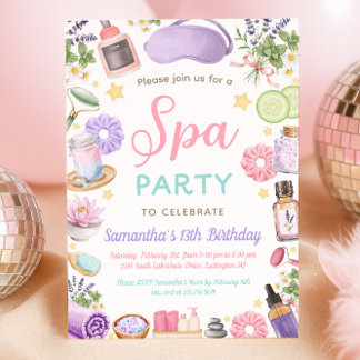 Invitation Cute Spa Pamper Party Girl Birthday
