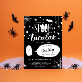 Invitation Cute Spooktacular Black Kids Halloween Anniversair