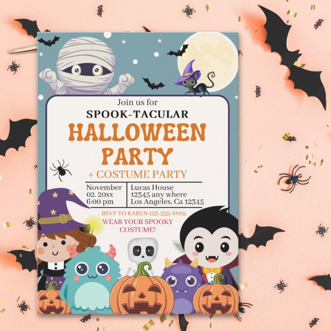 Invitation Cute Spooktacular Halloween Costume Party Kids (Créateur téléchargé)