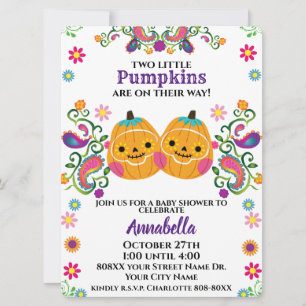 Invitation Cute Sugar Crâne Citrouille Halloween Baby Twins