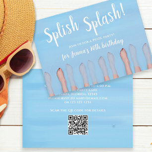 Invitation Cute Summer Beach Lake Ocean Girly Party QR Code