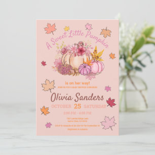Invitation Cute Sweet Little Citrouille Feuilles d'automne Ba