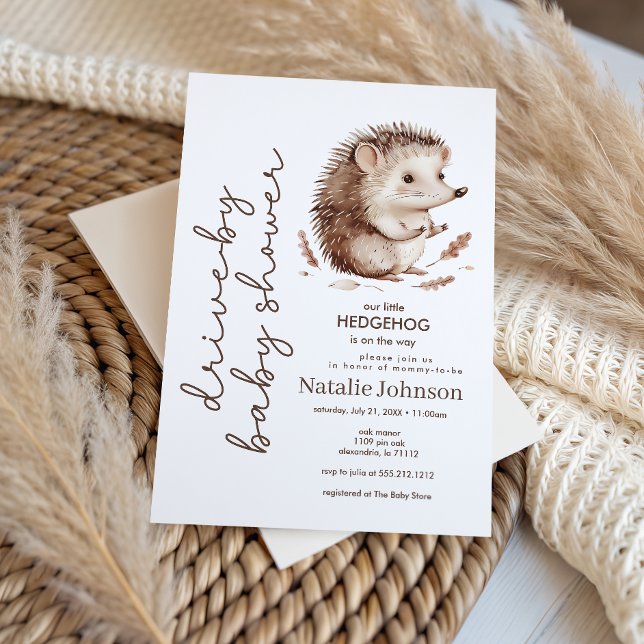 Invitation Cute Sweet Little Hedgehog Drive By Baby Shower (Créateur téléchargé)