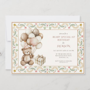 Invitation Cute Teddy Bear 1er anniversaire