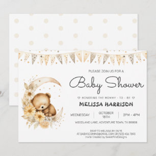 Invitation Cute Teddy Bear Baby Boy Douche