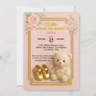 Invitation Cute Teddy Bear Baby Girl InvitationInvitation Inv