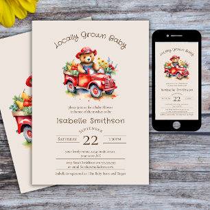 Invitation Cute Teddy Cultivé localement Baby shower rouge ra
