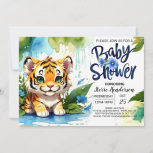 Invitation Cute Tiger Cubs Baby Boy Douche