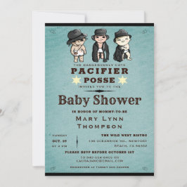 Invitation Cute Triplets Pacifier Posse Baby shower occidenta