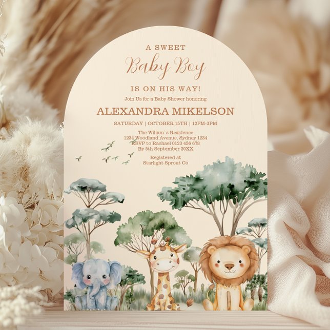 Invitation Cute Tropical Jungle Safari Animals Baby Shower (Créateur téléchargé)