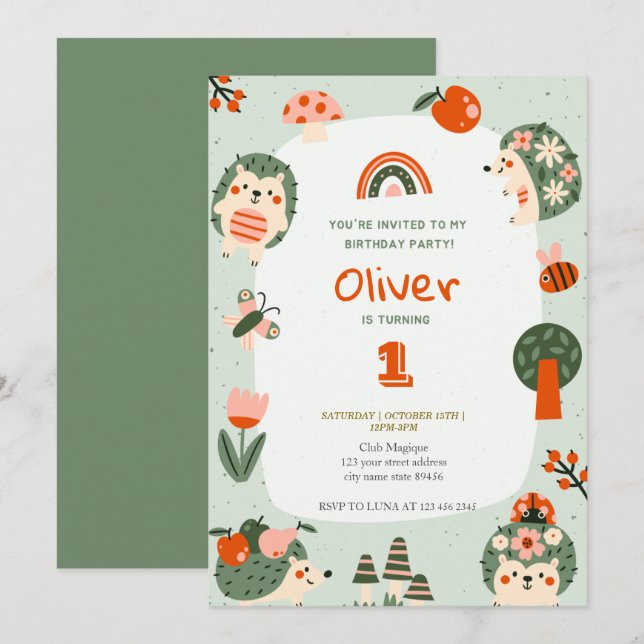 Invitation Cute Tropical Jungle Safari Wild One 1st Birthday (Devant / Derrière)