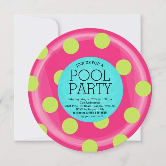 Invitation Cute Tube intérieur Floatie Summer Pool Party (Devant)