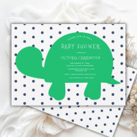 Cute Turtle Marine Baby shower À petits pois bleu