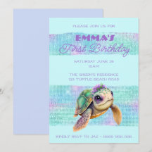 Cute Turtle Summer Beach Aqua 1er anniversaire