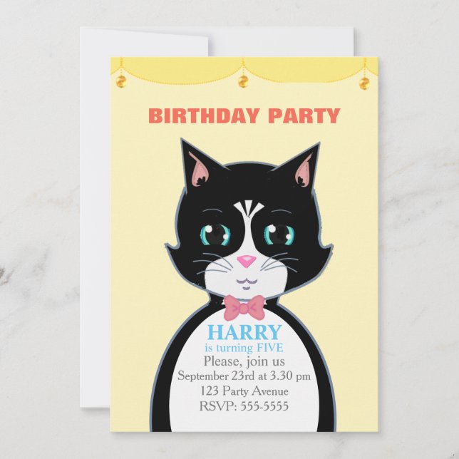 Invitation Cute Tuxedo Anniversaire de enfant Party Invitatio (Devant)