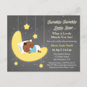 Invitation Cute Twinkle Twinkle Little Star Baby Douche Brown
