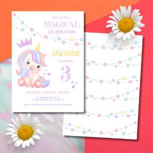 Invitation Cute Unicorn Anniversaire de enfant de bannière ma