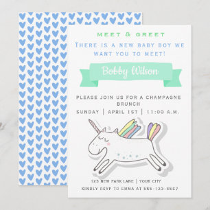 Invitation Cute Unicorn   Meet & Greet New Baby